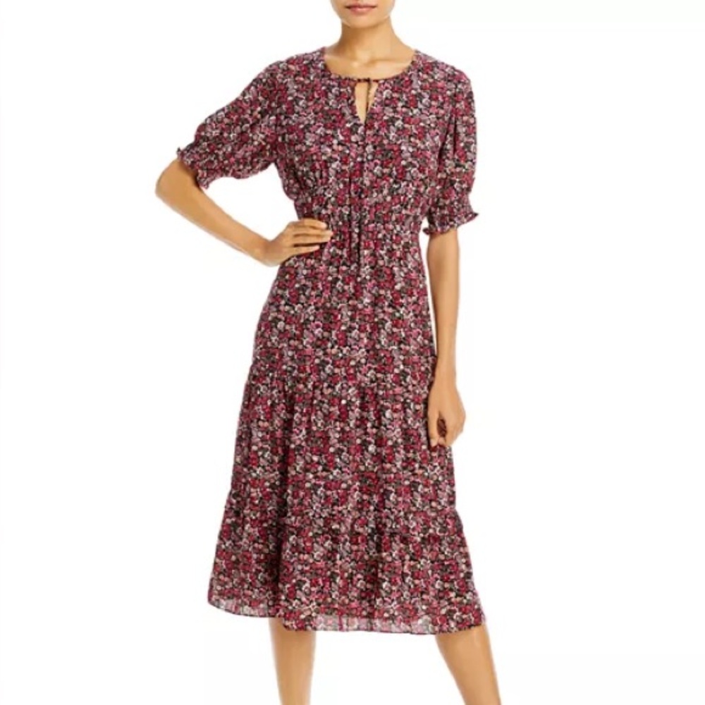 Aqua Floral Midi Dress - Size Large - NWT